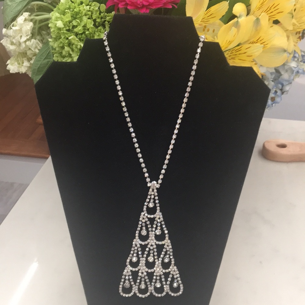Vintage Rhinestone Cascading Necklace